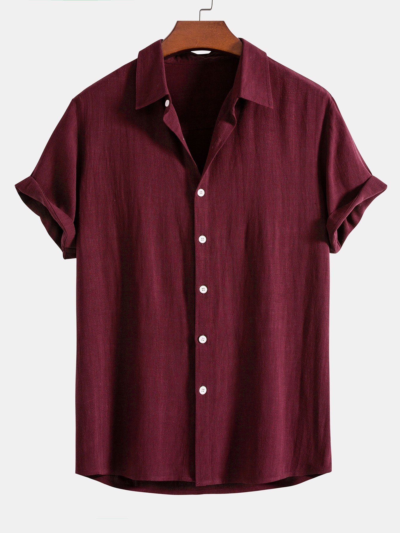 Linen rayon blend button-up shirt and straight-leg linen trousers
