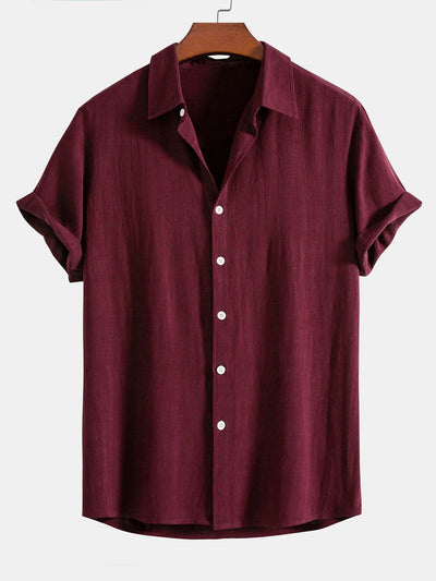 Linen rayon blend button-up shirt and straight-leg linen trousers