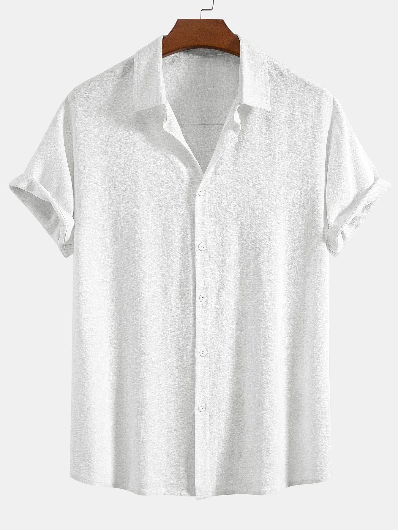 Linen rayon blend button-up shirt and straight-leg linen trousers