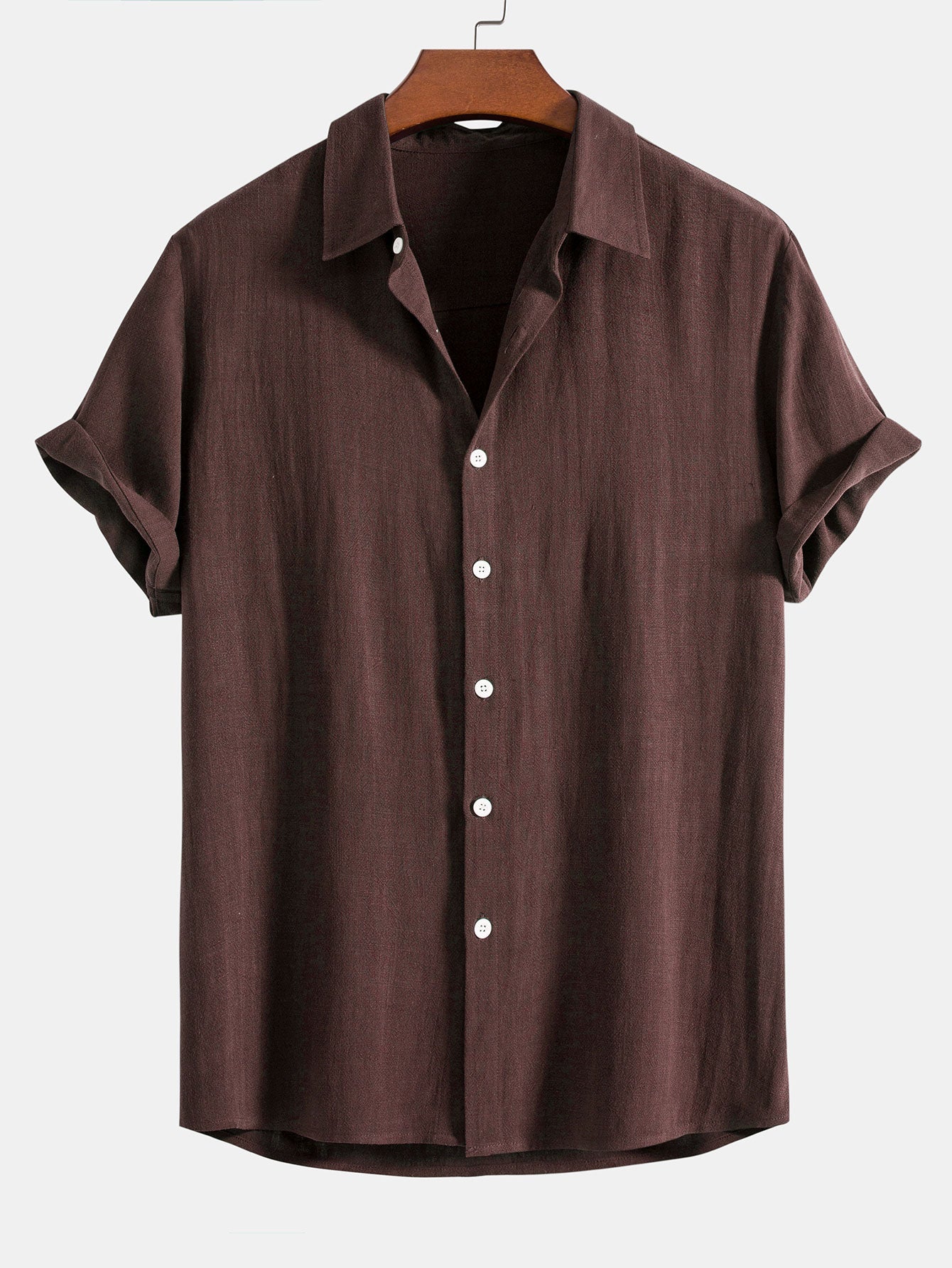 Linen rayon blend button-up shirt and straight-leg linen trousers