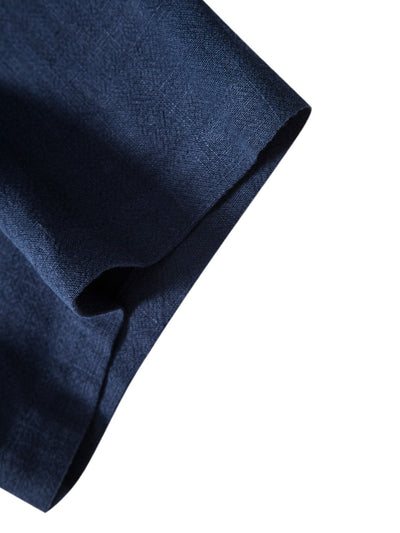 Linen rayon blend button-up shirt and straight-leg linen trousers