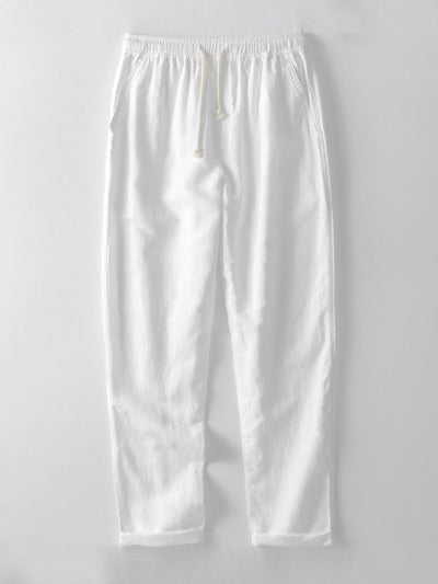 Linen rayon blend button-up shirt and straight-leg linen trousers