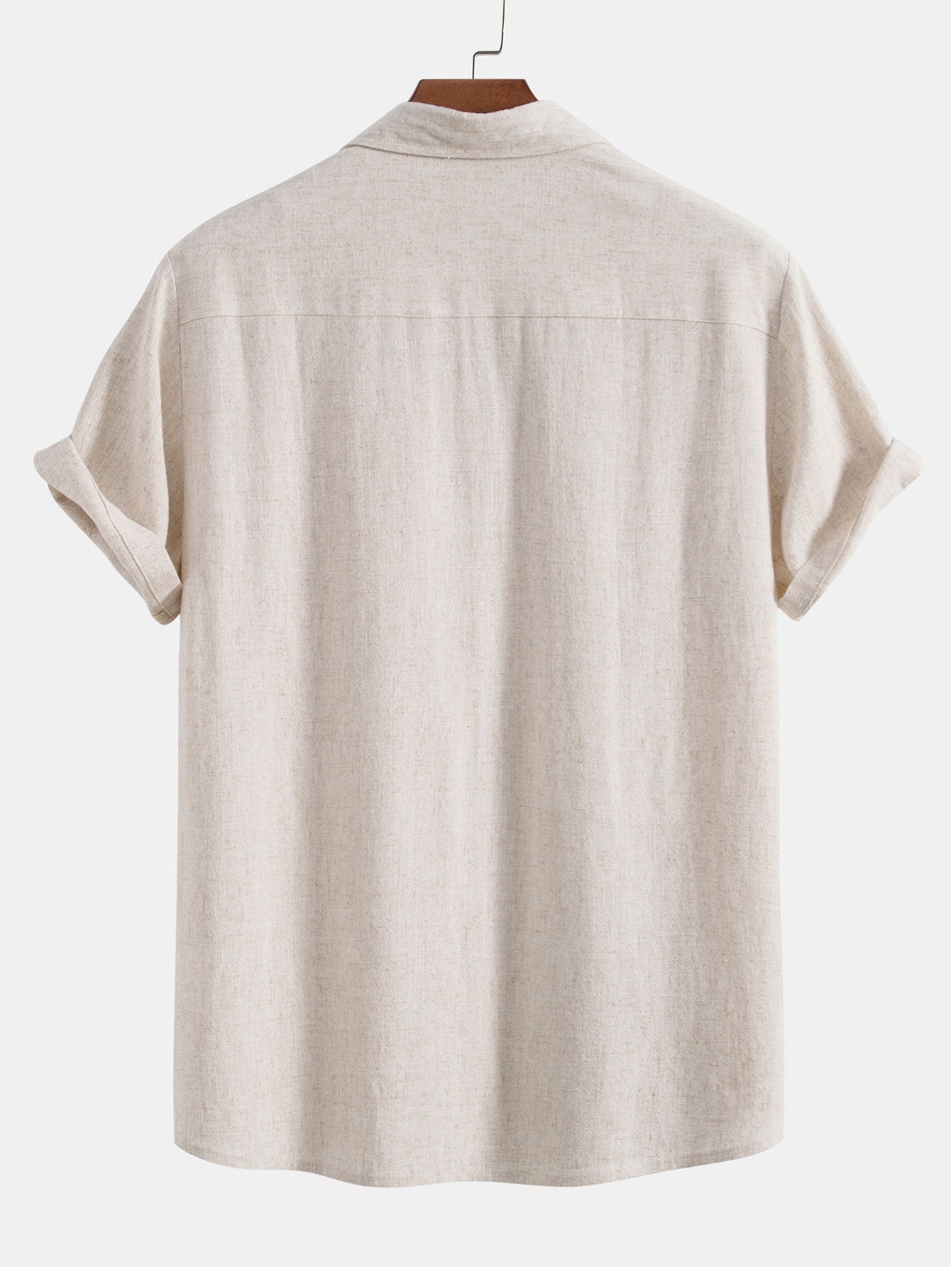 Linen rayon blend button-up shirt and straight-leg linen trousers