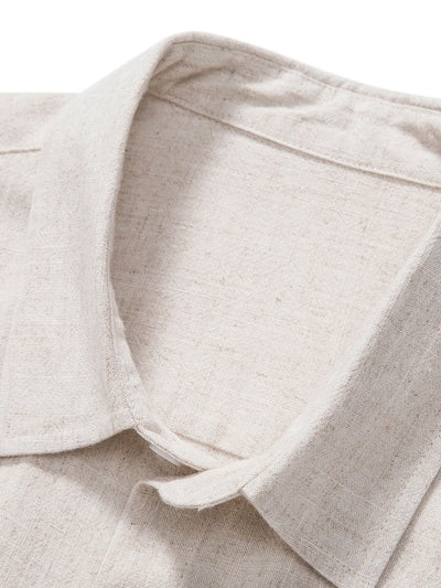 Linen rayon blend button-up shirt and straight-leg linen trousers