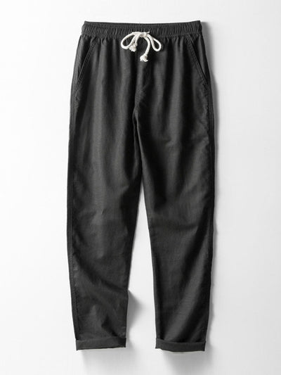 Linen rayon blend button-up shirt and straight-leg linen trousers