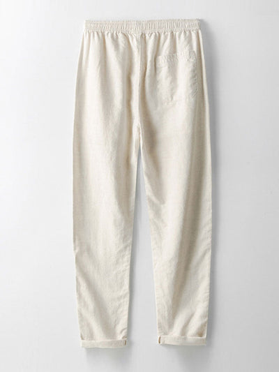 Linen rayon blend button-up shirt and straight-leg linen trousers