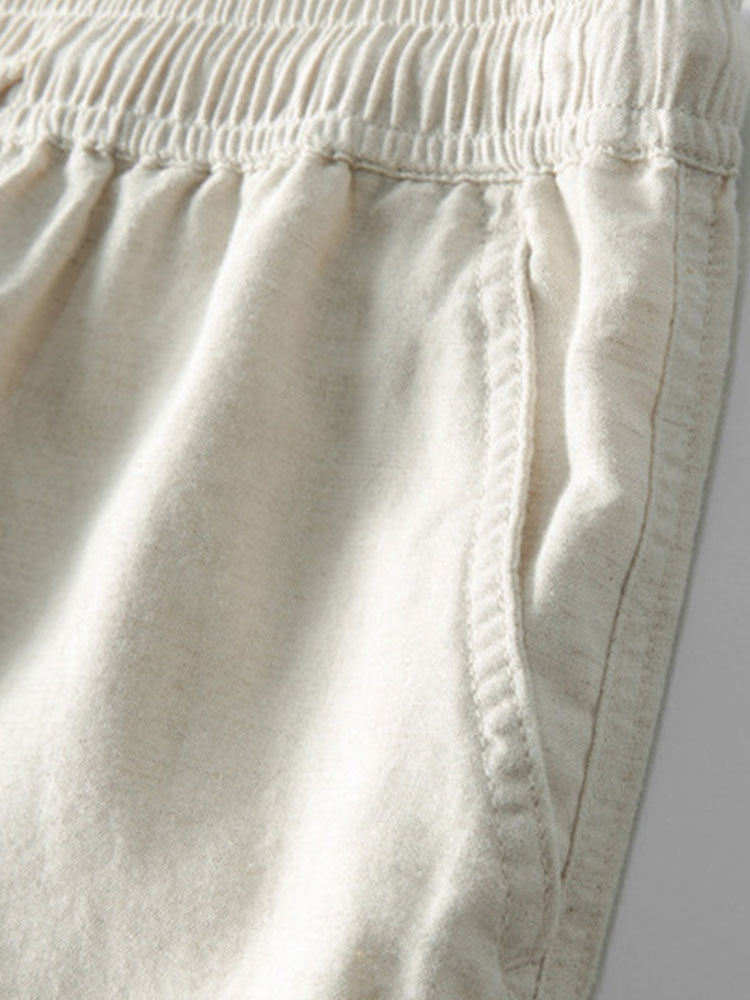 Linen rayon blend button-up shirt and straight-leg linen trousers
