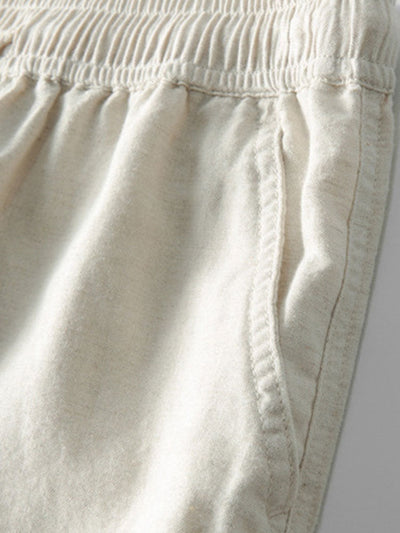 Linen rayon blend button-up shirt and straight-leg linen trousers