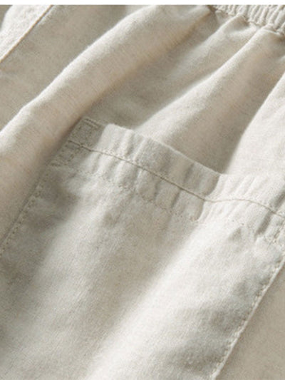 Linen rayon blend button-up shirt and straight-leg linen trousers